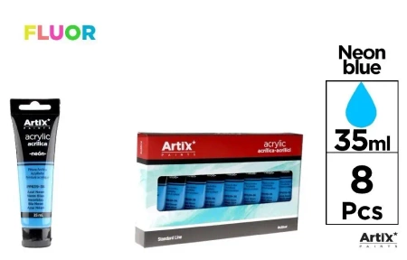 Farba akrylowa fluorescencyjna 35ml nieb (8szt) - Artix