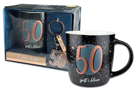 Kubek Denim z metalowym brelokiem - 50 urodziny - Pan Dragon