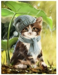 Diamentowa mozaika kotek w czapce NO-1008281 - Norimpex