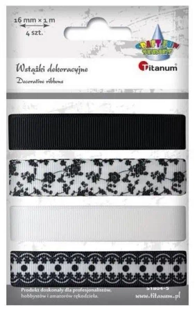 Wstążki rypsowe 16mm x 1m mix 4szt - Titanum