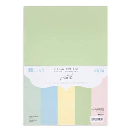 Zestaw papierów pastelowych A4 220g 20 arkuszy - Dalprint dpCraft