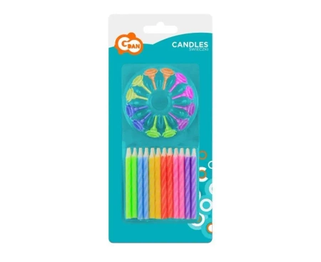 Świeczki urodzinowe spiralne MIX 6cm 12szt - Godan