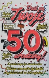 Karnet Urodzinowy z zawieszką 50 - YEKU