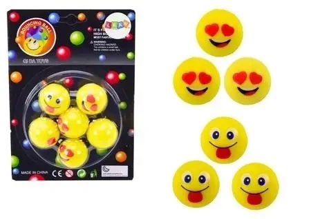 Piłeczki kauczukowe emotki 6szt - Leantoys
