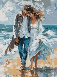 Malowanie po numerach - Para na wybrzeżu 30x40cm - Ideyka