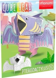 Cube head. Dino. Pterodaktyl. Złóż i pokoloruj - Monumi