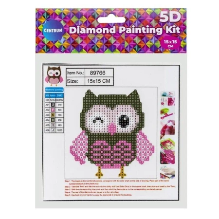 Diamentowa mozaika 5D - Sowa 15x15 89766 - Panta Plast