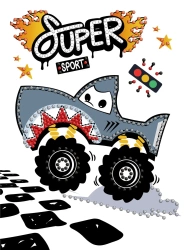 Diamentowa mozaika - Samochód rekin 15x20cm - Ideyka