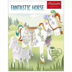 Cube head. Koń. Złóż i pokoloruj - Monumi