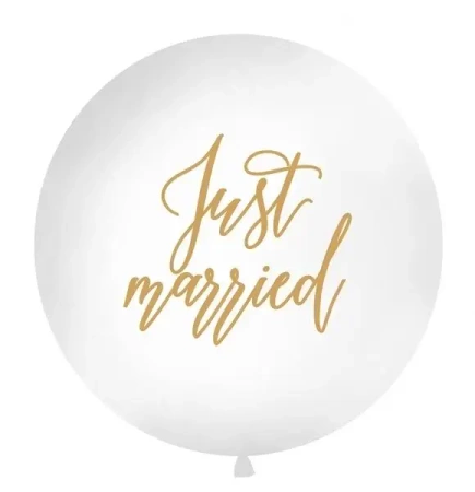 Balon Just married 1m biały - PartyDeco