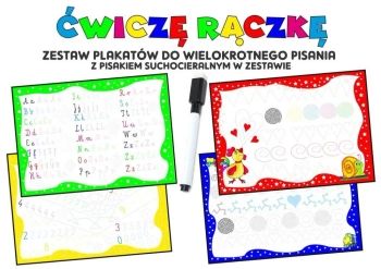 Ćwiczę rączkę. Zestaw plakatów z pisakiem.. - Agnieszka Wileńska