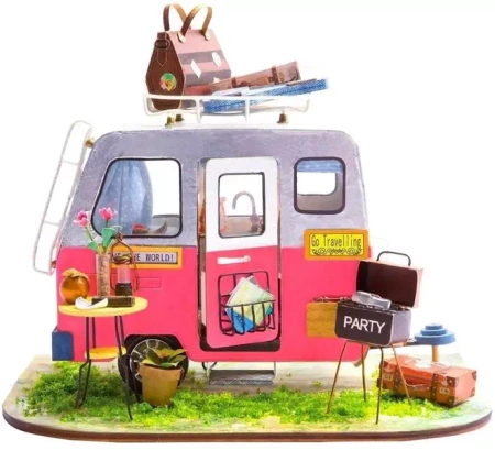 Składany Drewniany Model LED Camper - Nice Idea