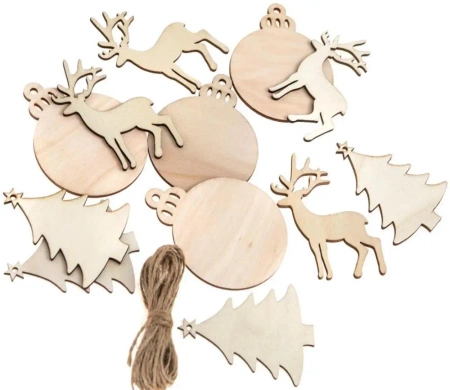 Drewniane zawieszki świąteczne 12szt - Dalprint dpCraft