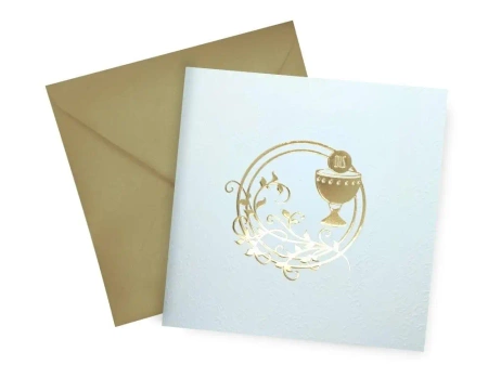 Karnet KW Tłoczenie Komunia Kielich - Henry