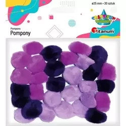 Pompony akrylowe 25mm fioletowe 30szt - Titanum