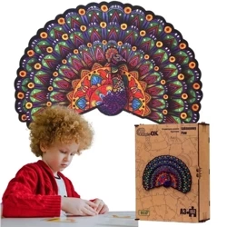 Puzzle drewniane eko 152 Luksusowy paw A3 - PuzzleOK