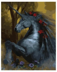 Malowanie po numerach - Czarny jednorożec 40x50cm - Twoje Hobby