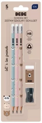 Zestaw ołówki z gumką + temperówka i gumka BEBE FriendsGirls - Interdruk