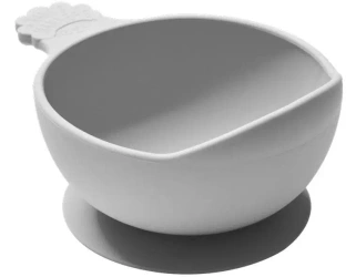 Miska silikonowa z przyssawką i uchwytem szara - Nana's Manners