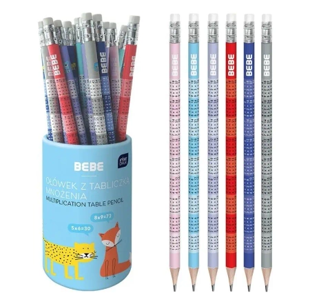 Ołówek HB z tabliczką mnożenia Bebe Kids (36szt) - INTERDRUK