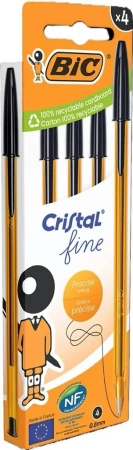 Długopis Cristal Original Fine czarny 4szt BIC