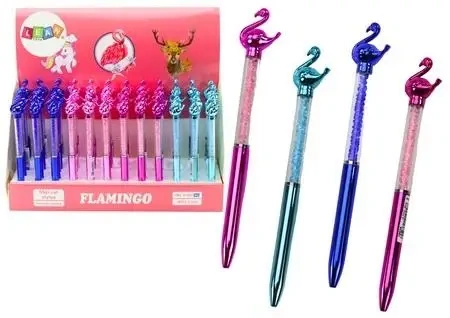 Długopis z diamentami Flaming 0,7mm nieb. (48szt) - Leantoys
