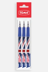 Długopis automatyczny Great Britain Medium niebieski 3 szt. + pióro kulkowe niebieskie - TOMA