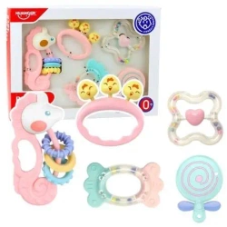 Grzechotki sensoryczne pastelowe 5szt - Leantoys