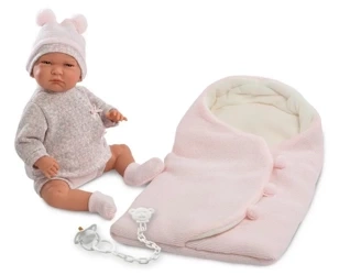 Lalka bobas w różowym beciku 42cm - Llorens