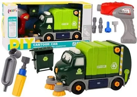 Śmieciarka do skręcania DIY zielona - Leantoys