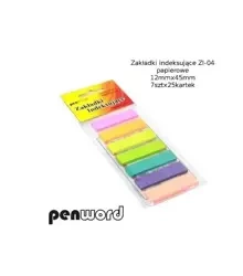 Zakładki indeksujące 12x45mm 7x25szt papierowe - Penword