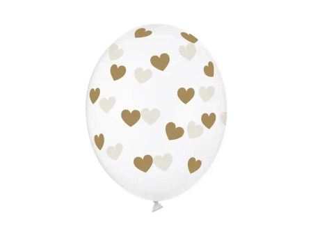 Balony Crystal Clear serduszka 30cm 6szt - PartyDeco