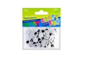 Ozdoba dekoracyjna oczy 12mm 80el - Craft with Fun