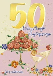 Karnet A5 Urodziny 50 - Patera z truskawkami - Henry