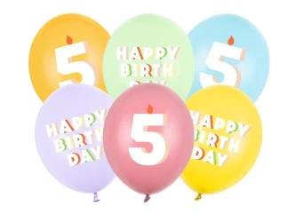 Balony 5 mix 30cm 6szt - PartyDeco