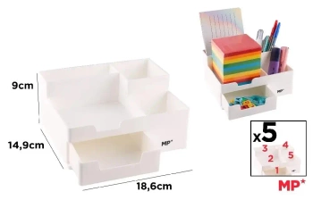 Organizer na biurko z szufladką biały - MP Main Paper