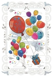 Karnet 12x18cm + koperta Prezent i balony - DaVinci