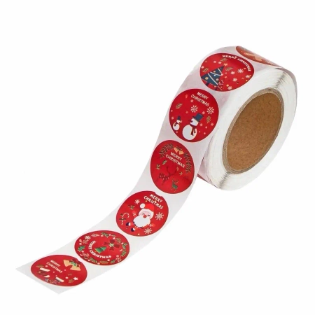 Naklejki na rolce 2,5cm - Christmas red 500szt - Dalprint