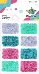 Cekiny 6mm okrągłe 4 kolorów 8x3g - Titanum