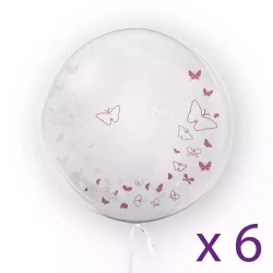 Zestaw 6 sztuk - "Motyle", różowy