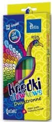Kredki tetiski trójkątne dwustr. 12 szt. KT005-AB - Tetis