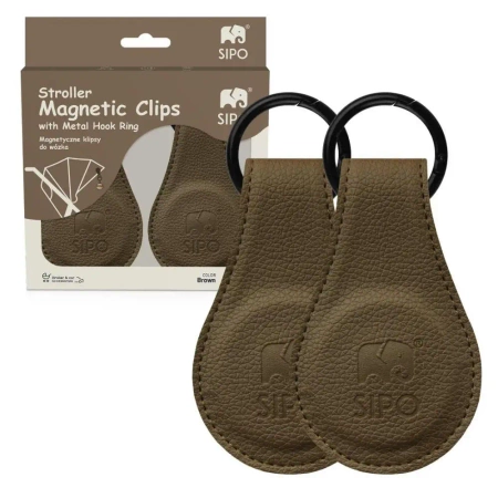 Klipsy magnetyczne do wózka brązowa 2szt - Sipo