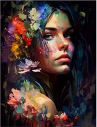 Diamentowa Mozaika Kobieta malarka w kwiatach NO-2000188 - Norimpex