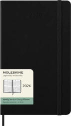Kalendarz 2026 12M Moleskine L tygodniowy Vertykalny twarda oprawa czarny 13x21cm