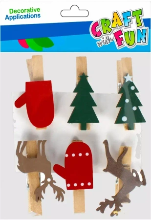 Ozdoba Dekoracyjna Klamerki BoŻe Narodzenie Craft with Fun 501911