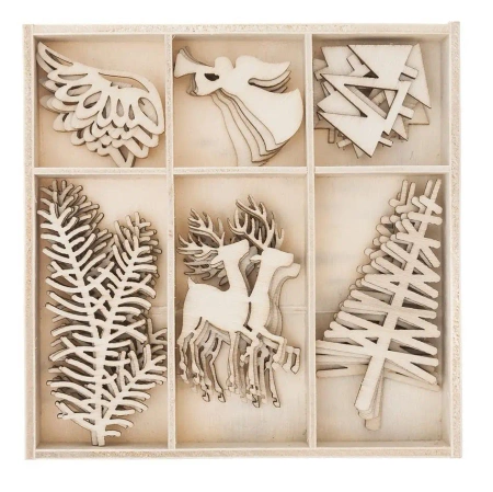 Kształty z drewna - święta 4 30szt - Dalprint dpCraft