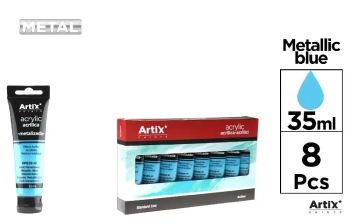 Farba akrylowa niebieska metaliczna 35ml (8szt) - Artix