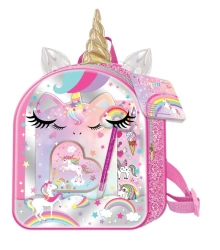 Przybory do pisania w plecaczku Jednorożec