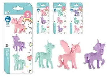 Gumka kolorowa do ścierania Jednorożec 3szt - MP Main Paper