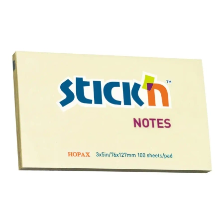 Notes samoprzylepny 127x76mm żółty pastel 100 kartek - STICKN